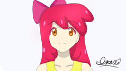 Size: 1280x720 | Tagged: safe, artist:lilimani8, imported from derpibooru, apple bloom, human, humanized, looking at you, solo