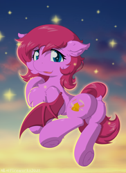 Size: 2254x3099 | Tagged: safe, alternate version, artist:fireworks sea, artist:焰心fireworks, imported from derpibooru, oc, oc only, oc:cheery bell, bat pony, pony, bat wings, butt, cheek fluff, chest fluff, eyes open, high res, looking at you, plot, raised tail, solo, tail, wings