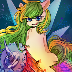 Size: 2048x2048 | Tagged: safe, artist:左左, imported from derpibooru, oc, oc only, oc:tea fairy, earth pony, pegasus, pony, canton tower, giant pony, guangzhou, high res, looking at you, macro, mascot, open mouth, pegasus oc, smiling, solo, wings