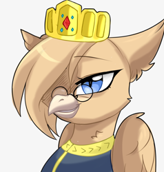 Size: 5000x5250 | Tagged: artist needed, source needed, safe, imported from derpibooru, oc, oc:grover vi, griffon, equestria at war mod, absurd resolution, clothes, crown, female, glasses, jewelry, regalia, rule 63