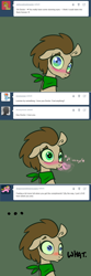 Size: 650x1954 | Tagged: safe, artist:toadstool-prancer, imported from derpibooru, doctor whooves, time turner, oc, oc:tantamount, pony, blushing, disguise, disguised changeling, love overload, solo, tantamount time turner