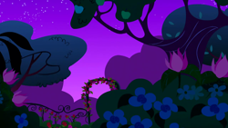 Size: 1280x720 | Tagged: safe, imported from derpibooru, screencap, season 1, the best night ever, background, canterlot, flower, garden, night, no pony, rose, scenic ponyville, tree