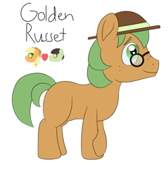 Size: 1470x1536 | Tagged: safe, artist:colorcodetheartist, derpibooru exclusive, imported from derpibooru, oc, oc:golden russet, crossover ship offspring, freckles, glasses, hat, offspring, osomatsu-san, parent:applejack, parent:choromatsu matsuno, parents:chorojack