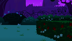 Size: 1280x720 | Tagged: safe, imported from derpibooru, screencap, season 1, the best night ever, background, bush, canterlot, canterlot castle, flower, garden, night, no pony, rose, scenic ponyville, tree