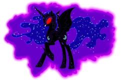 Size: 1024x655 | Tagged: safe, artist:venjix5, imported from derpibooru, nightmare moon, alicorn, pony, dark magic eyes, evil, evil grin, female, glowing eyes, grin, simple background, smiling, solo, transparent background