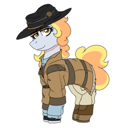 Size: 2700x2700 | Tagged: safe, artist:coatieyay, imported from derpibooru, oc, oc only, oc:dawn rain, pony, boots, boots on hooves, clothes, coat, duster, female, hat, high res, longcoat, scar, shoes, simple background, transparent background