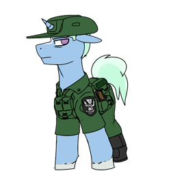 Size: 2500x2500 | Tagged: safe, artist:coatieyay, imported from derpibooru, oc, oc only, unicorn, boots, clothes, gun, handgun, hat, high res, horn, male, pistol, police, shoes, simple background, transparent background, unicorn oc, uniform, weapon