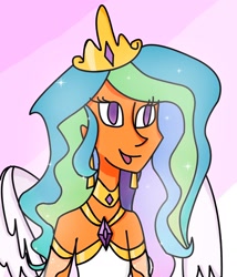 Size: 1448x1694 | Tagged: safe, artist:goldlines005, imported from derpibooru, princess celestia, human, dark skin, gradient background, humanized, jewelry, tiara, wings