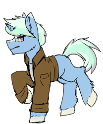 Size: 2500x3000 | Tagged: safe, artist:coatieyay, imported from derpibooru, oc, oc only, unicorn, clothes, glasses, high res, horn, jacket, male, older, scruffy, simple background, transparent background, unicorn oc, uniform, unshorn fetlocks