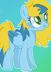 Size: 1220x1716 | Tagged: safe, artist:goldlines005, imported from derpibooru, oc, oc only, pegasus, pony, abstract background, base used, eyelashes, female, mare, pegasus oc, smiling, solo, two toned wings, wings