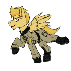 Size: 3500x3500 | Tagged: safe, artist:coatieyay, imported from derpibooru, oc, oc only, oc:radar burst, pegasus, fallout equestria, clothes, enclave, enclave uniform, high res, male, military uniform, simple background, transparent background, uniform