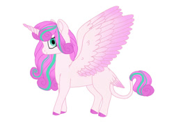 Size: 900x696 | Tagged: safe, artist:ukulelepineapplecat, imported from derpibooru, princess flurry heart, alicorn, pony, colored hooves, female, horn, leonine tail, mare, older, older flurry heart, simple background, white background, wings