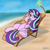 Size: 2000x2000 | Tagged: safe, artist:ingolf arts, imported from derpibooru, starlight glimmer, pony, unicorn, beach, beach chair, chair, cute, drinking, female, glimmerbetes, high res, horn, mare, ocean, palm tree, sand, sky, smiling, solo, tree