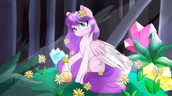 Size: 1280x719 | Tagged: safe, artist:enviaart, artist:envygirl95, imported from derpibooru, oc, oc only, pegasus, pony, bottle, female, flower, mare, solo