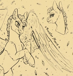 Size: 1039x1080 | Tagged: safe, artist:skior, imported from derpibooru, pegasus, pony, monochrome, solo, traditional art