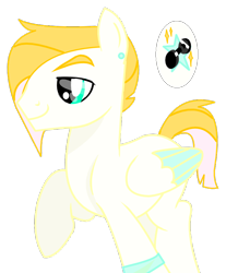 Size: 776x888 | Tagged: safe, artist:goldlines005, imported from derpibooru, oc, oc only, pegasus, pony, base used, ear piercing, male, pegasus oc, piercing, raised hoof, simple background, smiling, solo, stallion, transparent background, two toned wings, wings