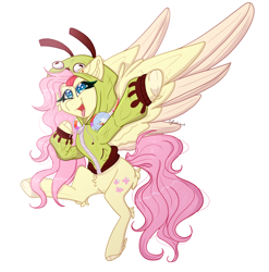 Size: 7956x8054 | Tagged: safe, artist:tizhonolulu, imported from derpibooru, fluttershy, pegasus, pony, antonymph, clothes, cutie mark accessory, ear piercing, fluttgirshy, gir, headphones, heart eyes, hoodie, implied rainbow dash, invader zim, leg fluff, open mouth, open smile, piercing, simple background, smiling, solo, spread wings, standing, standing on one leg, tongue out, underhoof, white background, wingding eyes, wings, zipper