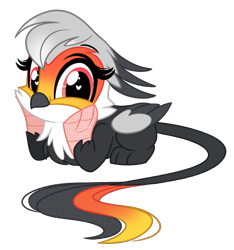 Size: 1832x1957 | Tagged: safe, artist:emberslament, imported from derpibooru, oc, oc only, oc:angelcrest, griffon, chibi, cute, griffon oc, heart eyes, looking at you, simple background, transparent background, wingding eyes