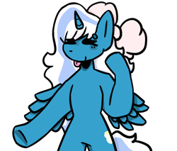 Size: 1000x850 | Tagged: safe, artist:kittkxtt, imported from derpibooru, oc, oc:fleurbelle, alicorn, :b, alicorn oc, bow, eyes closed, female, hair bow, horn, mare, simple background, tongue out, transparent background, wings