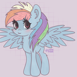 Size: 2048x2048 | Tagged: safe, artist:lynnpone, imported from derpibooru, rainbow dash, pegasus, pony, cute, dashabetes, high res, simple background, solo, wings
