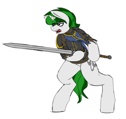 Size: 2218x2103 | Tagged: safe, artist:coatieyay, imported from derpibooru, oc, oc:baron, armor, eye scar, female, knight, scar, simple background, sword, transparent background, weapon, zweihander