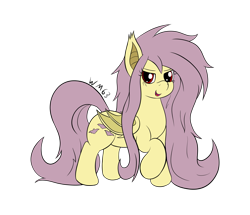 Size: 2249x1937 | Tagged: safe, alternate version, artist:wapamario63, imported from ponybooru, fluttershy, bat pony, pony, bat ponified, colored, cute, fangs, female, flat colors, flutterbat, long mane, looking at you, mare, open mouth, race swap, shyabetes, simple background, solo, transparent background, wings