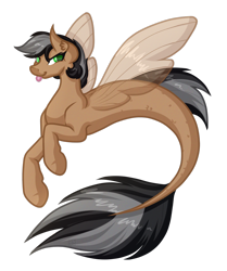 Size: 2238x2679 | Tagged: safe, artist:amazing-artsong, imported from derpibooru, oc, oc only, pegasus, pony, seapony (g4), clothes, dorsal fin, female, fin wings, fish tail, flowing tail, gray mane, green eyes, high res, looking at you, seaponified, see-through, simple background, smiling, solo, species swap, tail, tongue out, transparent background, wings