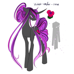 Size: 2047x2048 | Tagged: safe, artist:damayantiarts, imported from derpibooru, oc, oc only, oc:velvet-ender-rose, enderman, enderpony, pony, unicorn, endermare, high res, long mane, minecraft, ponified, simple background, skinny, solo, white background