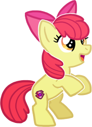 Size: 590x817 | Tagged: safe, artist:heartinarosebud, imported from derpibooru, apple bloom, earth pony, pony, adorabloom, cute, female, filly, open mouth, open smile, rearing, smiling, solo, standing on two hooves
