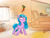 Size: 1600x1200 | Tagged: artist needed, safe, artist:abracadabra, imported from derpibooru, izzy moonbow, pony, unicorn, beans, bookshelf, boombox, can, carpet, couch, drawer, female, food, g5, izzy's beans, lamp, mare, solo, table, that pony sure does love beans, window