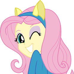 Size: 3000x3013 | Tagged: safe, artist:cloudy glow, artist:cloudyglow, imported from derpibooru, fluttershy, equestria girls, equestria girls (movie), adorasexy, beautiful, beautisexy, cute, grin, high res, looking at you, looking back, looking back at you, one eye closed, sexy, shyabetes, smiling, solo, vector, wink, winking at you