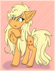 Size: 987x1267 | Tagged: safe, artist:tizhonolulu, imported from derpibooru, applejack, earth pony, pony, loose hair, solo