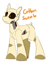 Size: 800x1074 | Tagged: safe, artist:redxbacon, imported from derpibooru, oc, oc only, oc:cotton swab, pony, robot, robot pony, fallout, fallout 4, solo, synth