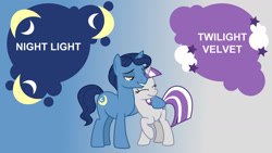 Size: 1280x720 | Tagged: safe, edit, editor:quoterific, imported from derpibooru, night light, twilight velvet, pony, board, female, male, mare, nightvelvet, shipping, simple background, stallion, straight, text, wallpaper