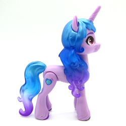 Size: 1536x1536 | Tagged: safe, imported from derpibooru, photographer:imiya, izzy moonbow, pony, unicorn, female, g5, mare, merchandise, side view, simple background, solo, toy, white background