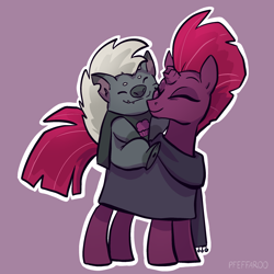 Size: 2048x2048 | Tagged: safe, artist:pfeffaroo, imported from derpibooru, grubber, tempest shadow, hedgehog, pony, unicorn, my little pony: the movie, cute, duo, female, high res, male, mare, simple background, smiling, tempestbetes