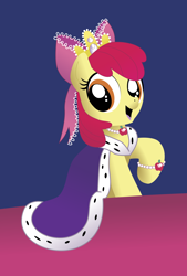 Size: 4000x5912 | Tagged: safe, artist:noditapony, imported from derpibooru, apple bloom, earth pony, pony, adorabloom, crown, cute, empress, female, filly, jewelry, regalia, solo