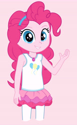Size: 6412x10442 | Tagged: safe, artist:nightdrawing21, imported from derpibooru, pinkie pie, equestria girls, equestria girls series, clothes, cute, cutie mark, cutie mark on clothes, diapinkes, female, geode of empathy, geode of sugar bombs, girly, magical geodes, outfit, preteen, rah rah skirt, skirt, smiling, solo, tanktop, vector, younger
