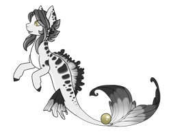 Size: 1024x802 | Tagged: safe, artist:lordofthefuzzys, imported from derpibooru, oc, oc only, merpony, seapony (g4), dorsal fin, female, fish tail, flowing tail, gray mane, pearl, simple background, smiling, solo, tail, transparent background, yellow eyes