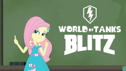 Size: 960x540 | Tagged: safe, artist:edy_january, edit, imported from derpibooru, screencap, fluttershy, equestria girls, equestria girls series, logo, logo parody, solo, world of tanks, world of tanks blitz