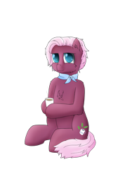 Size: 3000x4000 | Tagged: safe, artist:donnik, imported from derpibooru, jasmine leaf, earth pony, pony, clothes, cup, food, g4 mega collab, scarf, simple background, sitting, solo, tea, transparent background