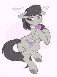 Size: 640x862 | Tagged: safe, artist:higgly-chan, imported from derpibooru, octavia melody, earth pony, pony, butt, dialogue, floppy ears, lidded eyes, looking back, plot, solo