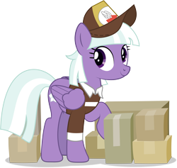 Size: 7934x7518 | Tagged: safe, artist:thatusualguy06, imported from derpibooru, appointed rounds, pegasus, pony, absurd resolution, background pony, clothes, female, mailmare uniform, mare, package, raised hoof, simple background, smiling, solo, transparent background, uniform, vector