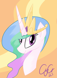 Size: 1697x2303 | Tagged: safe, artist:cycrus, imported from derpibooru, princess celestia, alicorn, pony, abstract background, bust, female, mare, solo