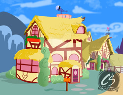 Size: 1024x792 | Tagged: safe, artist:adhiguna, artist:johnathon-matthews, imported from derpibooru, oc, oc:khunis jirall, background, custom background, custom house, deviantart watermark, house, obtrusive watermark, ponyville, watermark