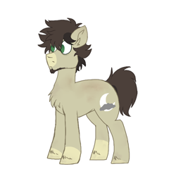 Size: 600x600 | Tagged: safe, artist:dippchip, imported from derpibooru, oc, oc only, oc:khaki (dippchip), earth pony, pony, chest fluff, dirty, facial hair, male, simple background, solo, stallion, white background