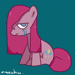 Size: 4096x4096 | Tagged: safe, artist:omelettepony, imported from derpibooru, pinkie pie, earth pony, pony, crying, female, mare, pinkamena diane pie, sad, simple background, sitting, solo