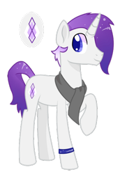 Size: 396x545 | Tagged: safe, artist:goldlines005, imported from derpibooru, oc, oc only, pony, unicorn, base used, clothes, horn, raised hoof, scarf, simple background, smiling, solo, transparent background, unicorn oc