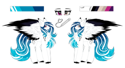 Size: 3303x1816 | Tagged: safe, artist:inspiredpixels, imported from derpibooru, oc, oc only, oc:marie pixel, pony, chest fluff, colored hooves, heterochromia, reference sheet, simple background, solo, spread wings, transparent background, two toned wings, wings