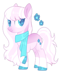 Size: 1635x1972 | Tagged: safe, artist:lilywolfpie, artist:lilywolfpie-yt, imported from derpibooru, oc, oc only, earth pony, pony, clothes, female, mare, offspring, parent:double diamond, parent:fleur-de-lis, scarf, solo